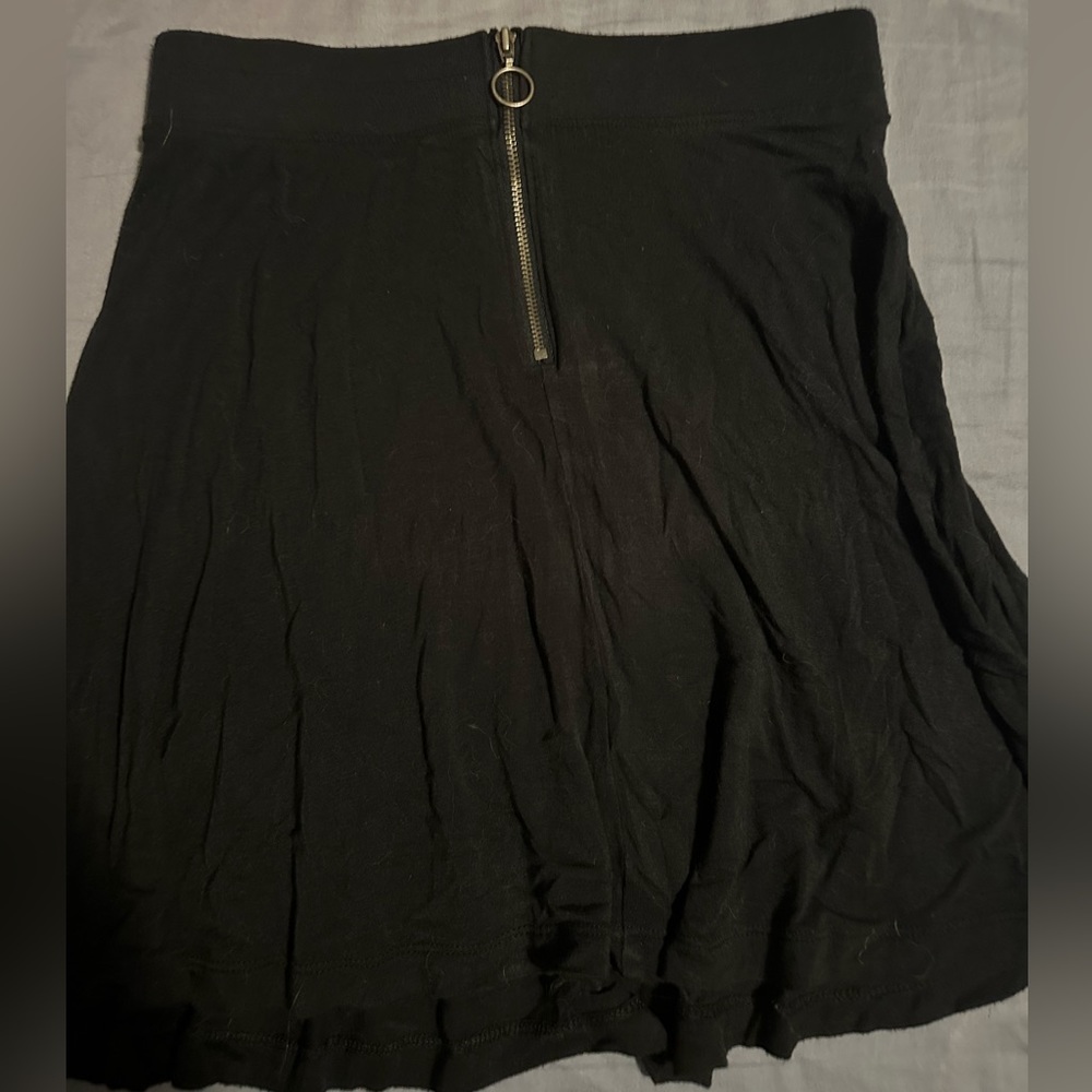 Black, flowy mini skirt